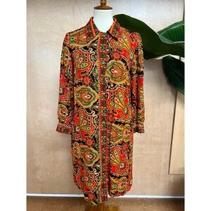 'Styled By Dorian' (cool vintage brand) Paisley Long Sleeve Dress